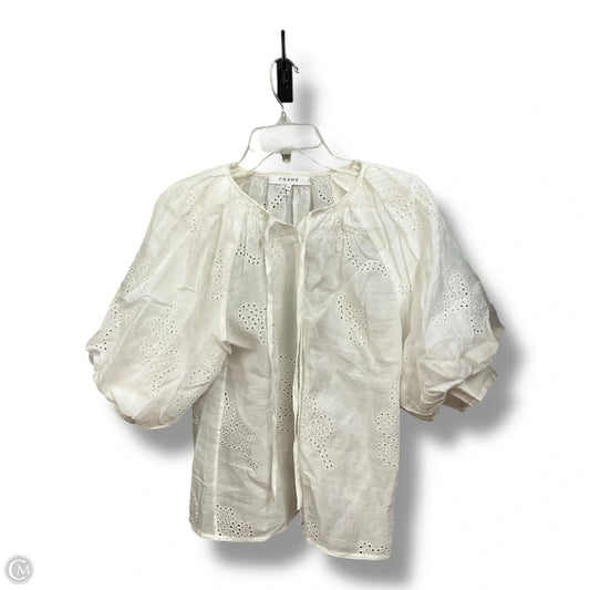 Blouse Short Sleeve By Frame In White, Size: S