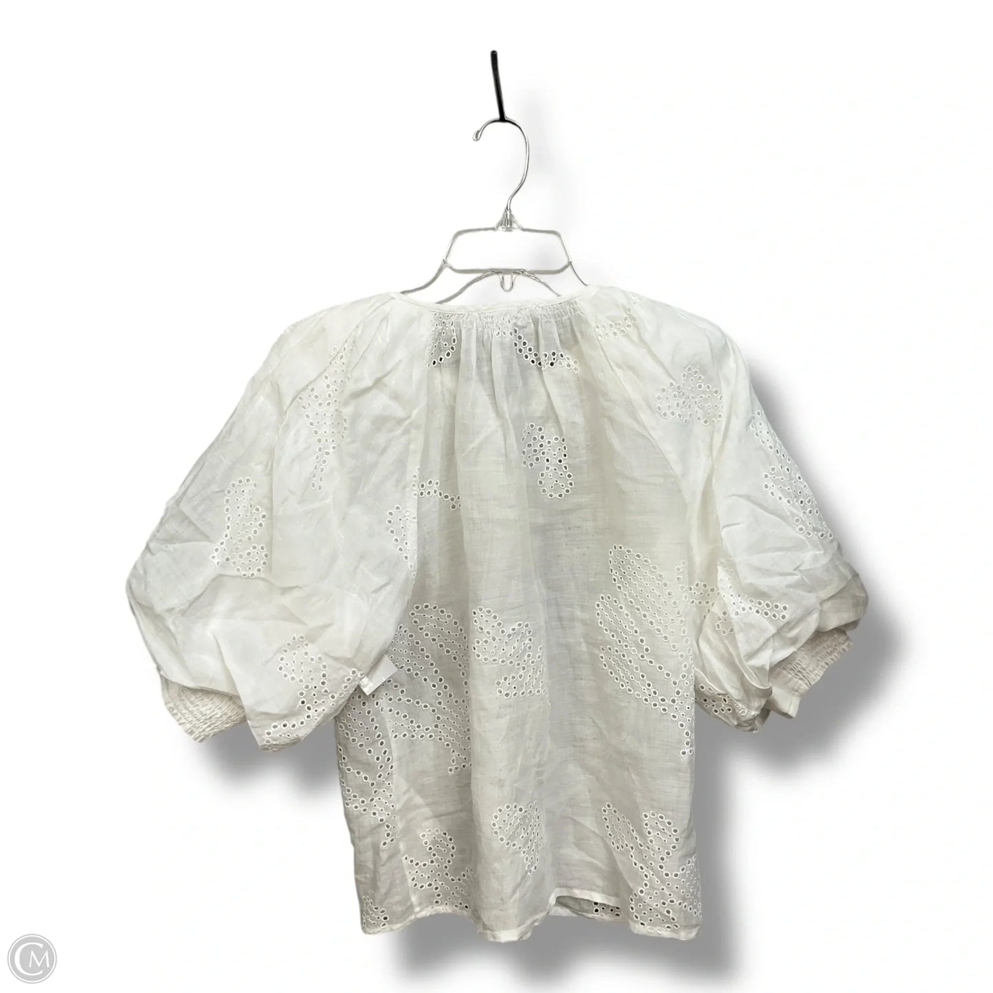 Blouse Short Sleeve By Frame In White, Size: S