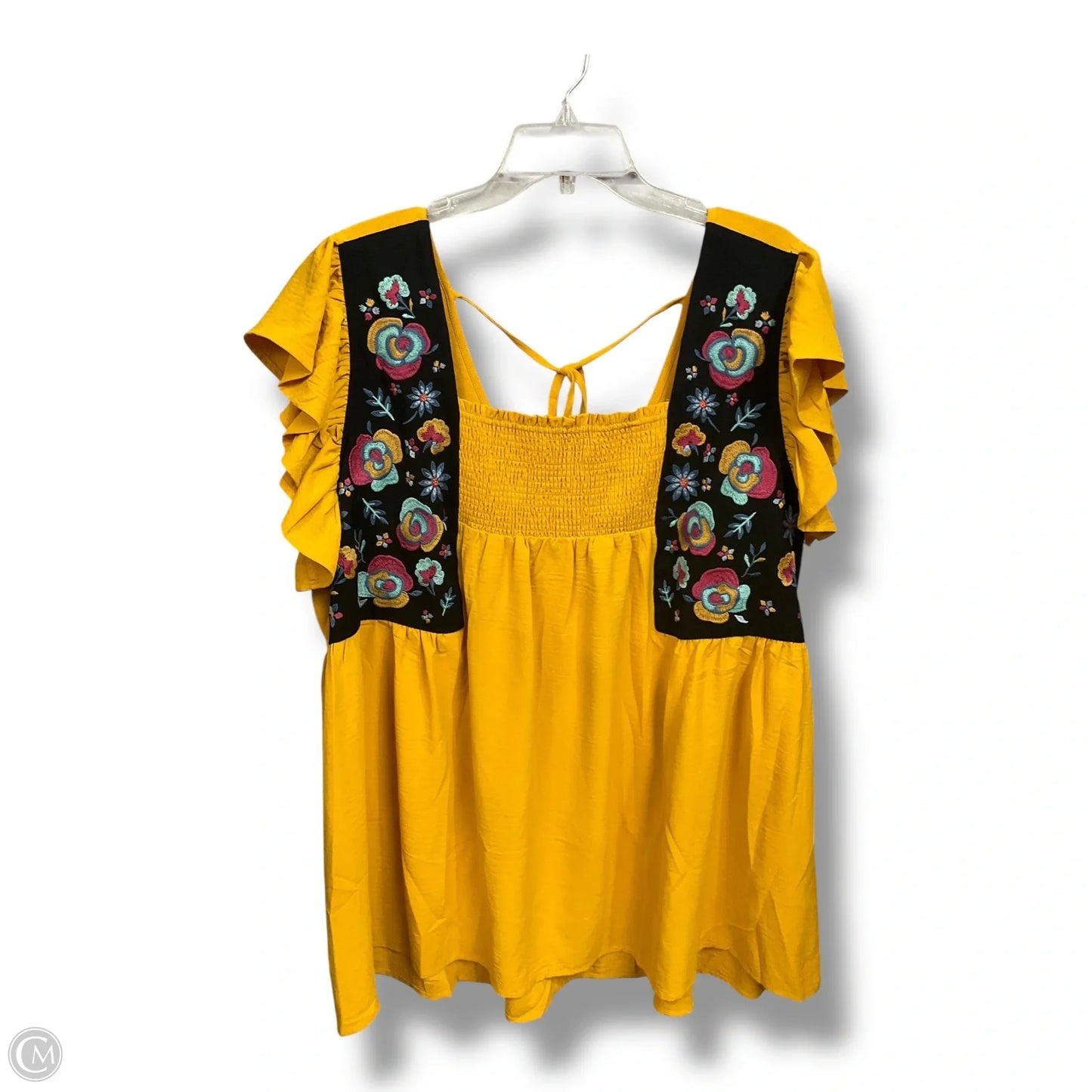 Top Sleeveless By Oddi In Yellow, Size: 3x