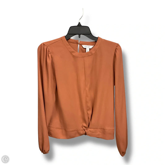 Blouse Long Sleeve By Nine West In Tan, Size: S