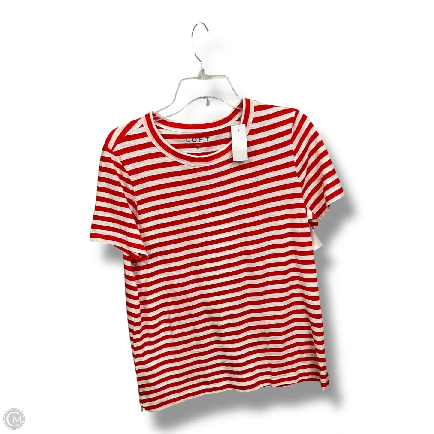 Top Short Sleeve By Loft In Striped Pattern, Size: M