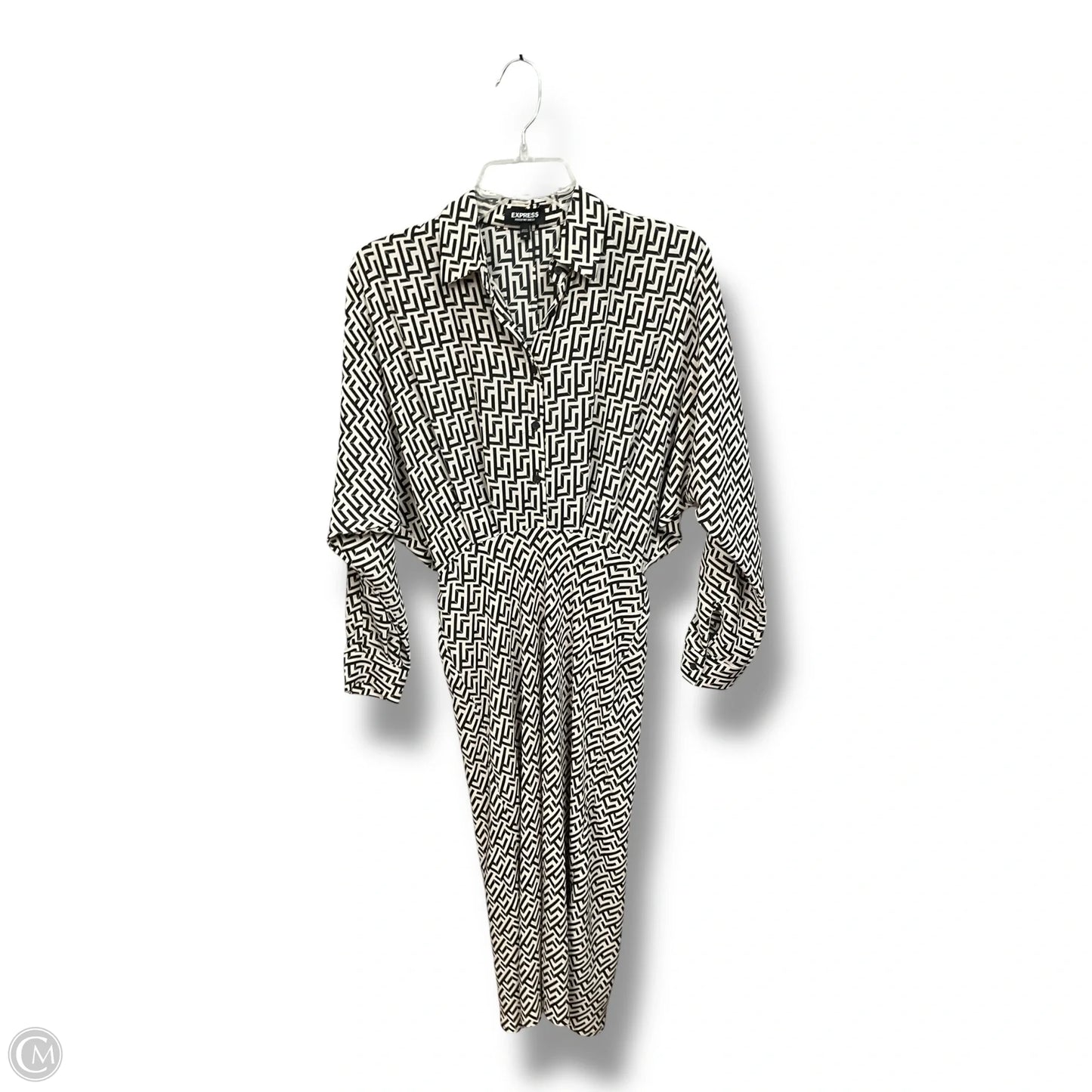 Dress Casual Midi By Express In Black & Cream, Size: Xs