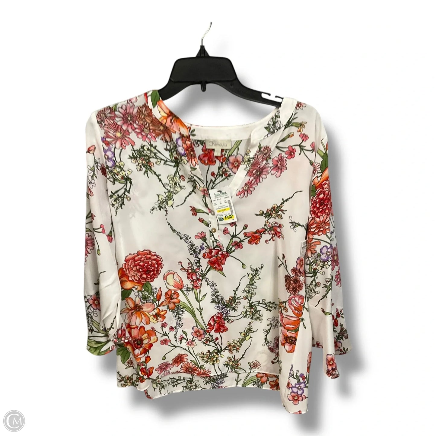 Blouse 3/4 Sleeve By Chenault In Floral Print, Size: L