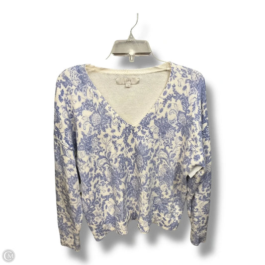 Sweater By Loft In Blue & White, Size: L