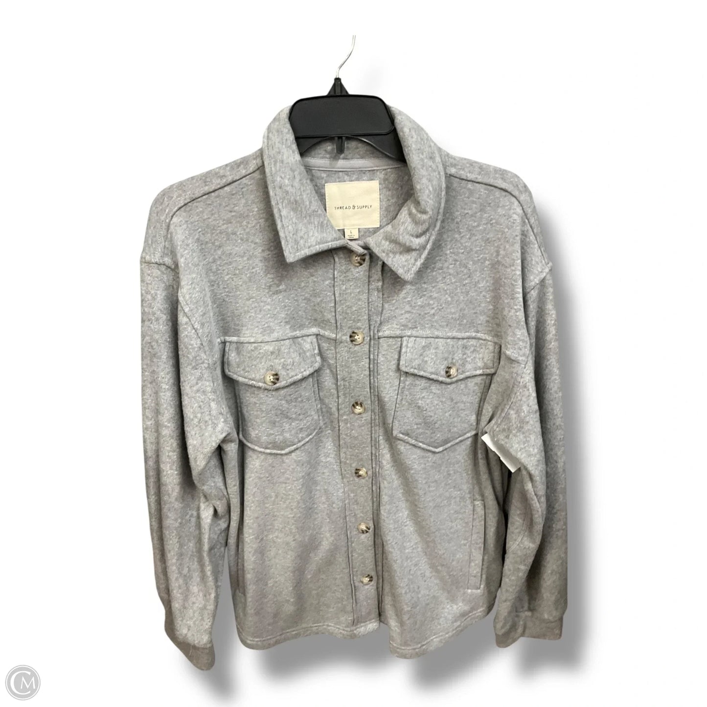 Jacket Shirt By Thread And Supply In Grey, Size: L