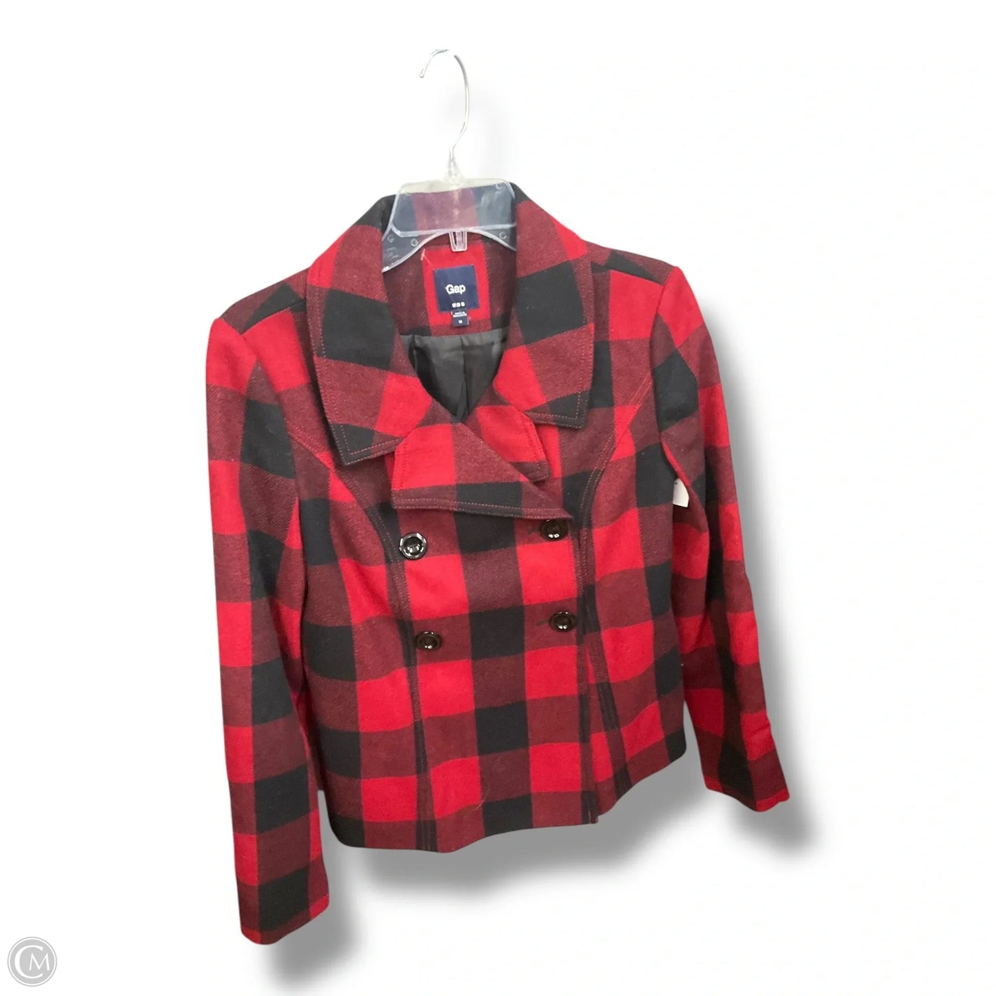 Coat Peacoat By Clothes Mentor In Plaid Pattern, Size: M