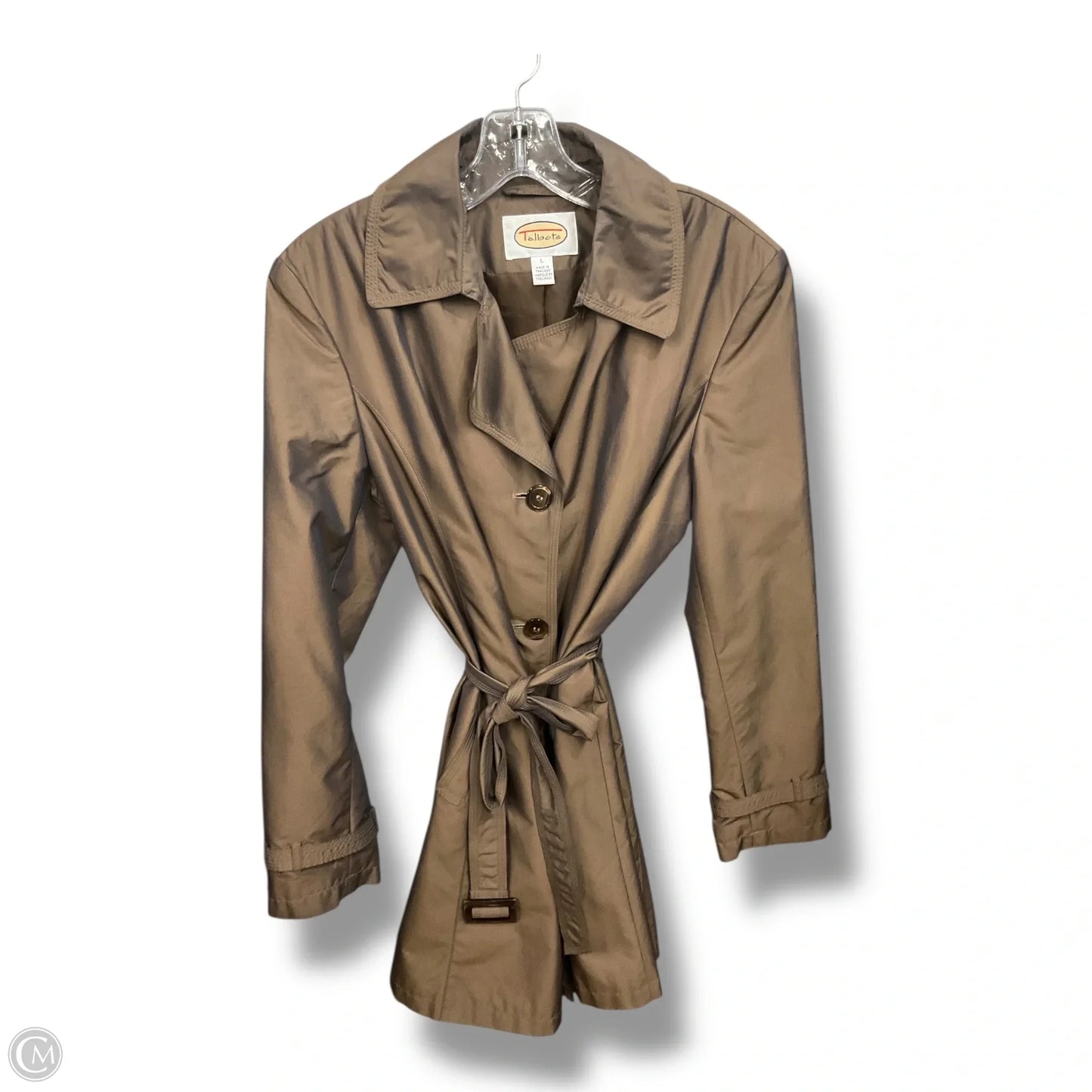 Coat Trench Coat By Talbots In Bronze, Size: L