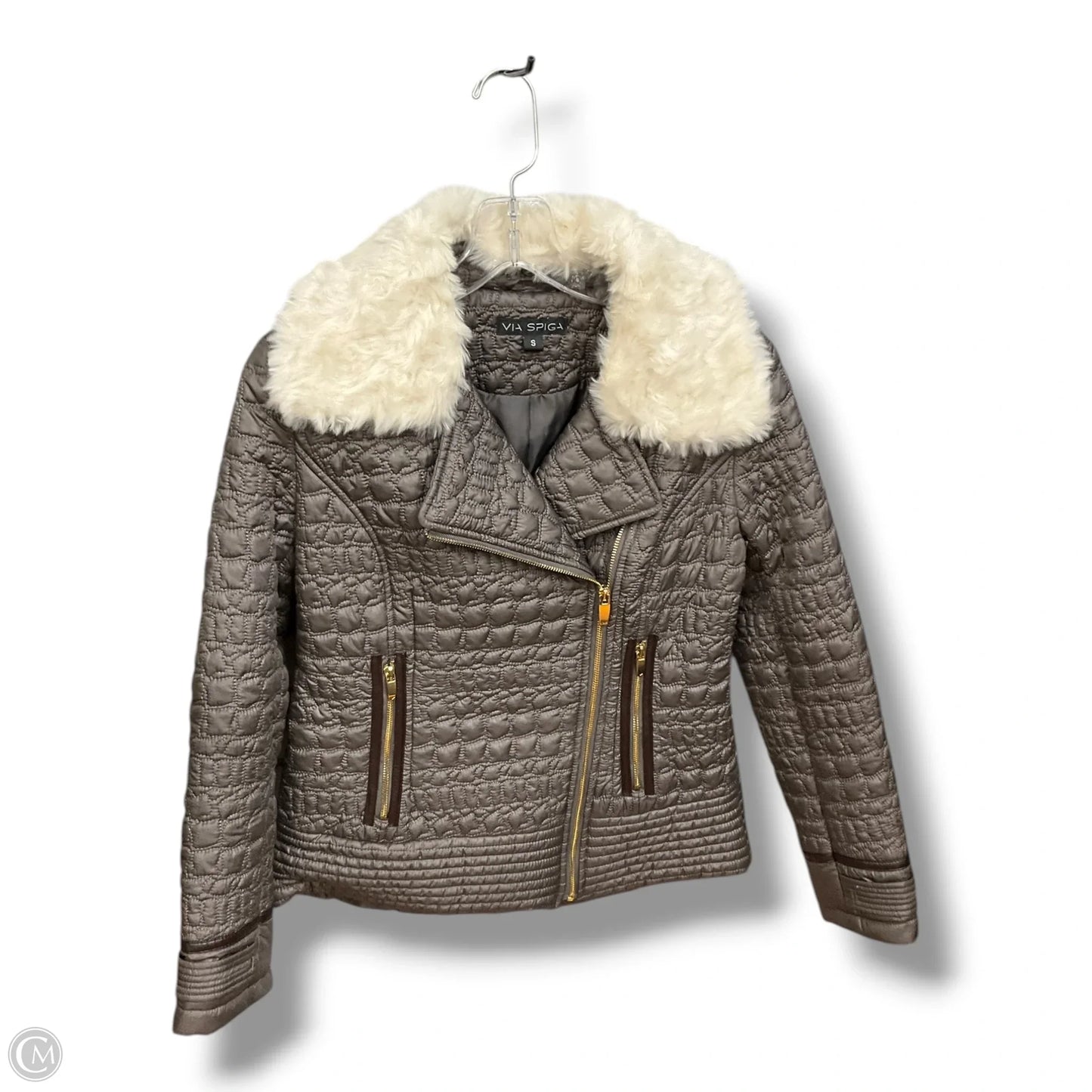 Jacket Puffer & Quilted By Via Spiga In Taupe, Size: S
