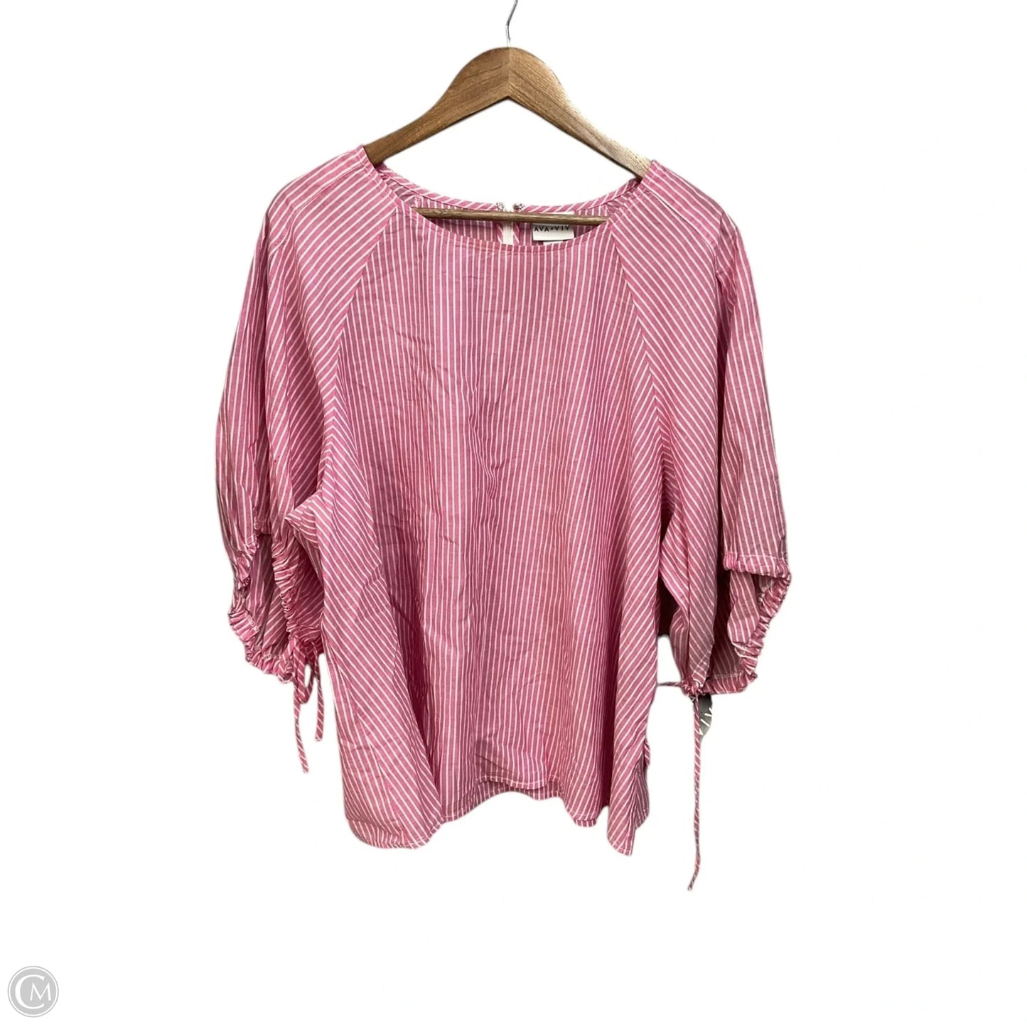 Top 3/4 Sleeve By Ava & Viv In Striped Pattern, Size: 3x