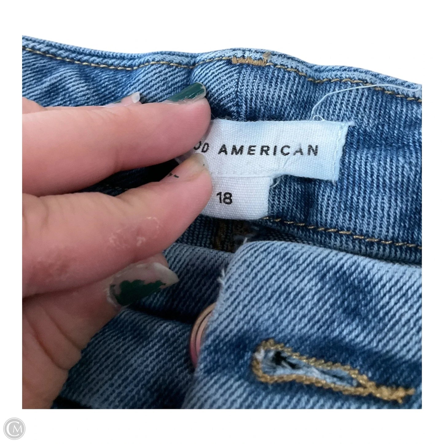 Jeans Straight By Good American In Blue Denim, Size: 18