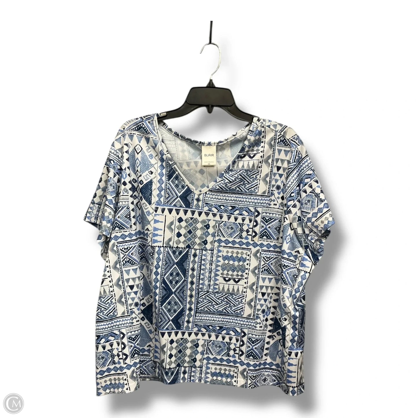 Top Short Sleeve By Blair In Geometric Pattern, Size: 3x