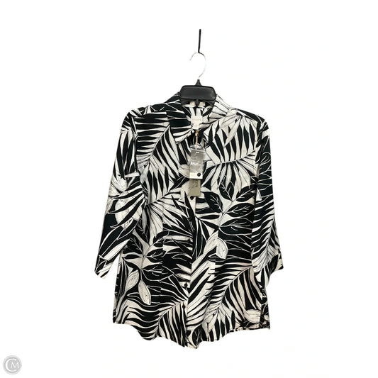 Blouse Long Sleeve By Chicos In Blue & White, Size: M