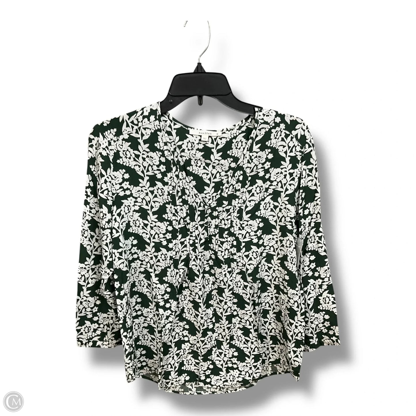 Blouse 3/4 Sleeve By Clothes Mentor In Green, Size: M