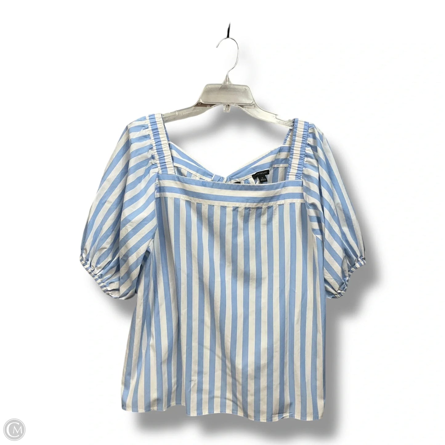 Top Short Sleeve By Ann Taylor In Striped Pattern, Size: Xl