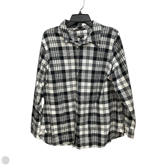 Top Long Sleeve By Talbots In Plaid Pattern, Size: 1x