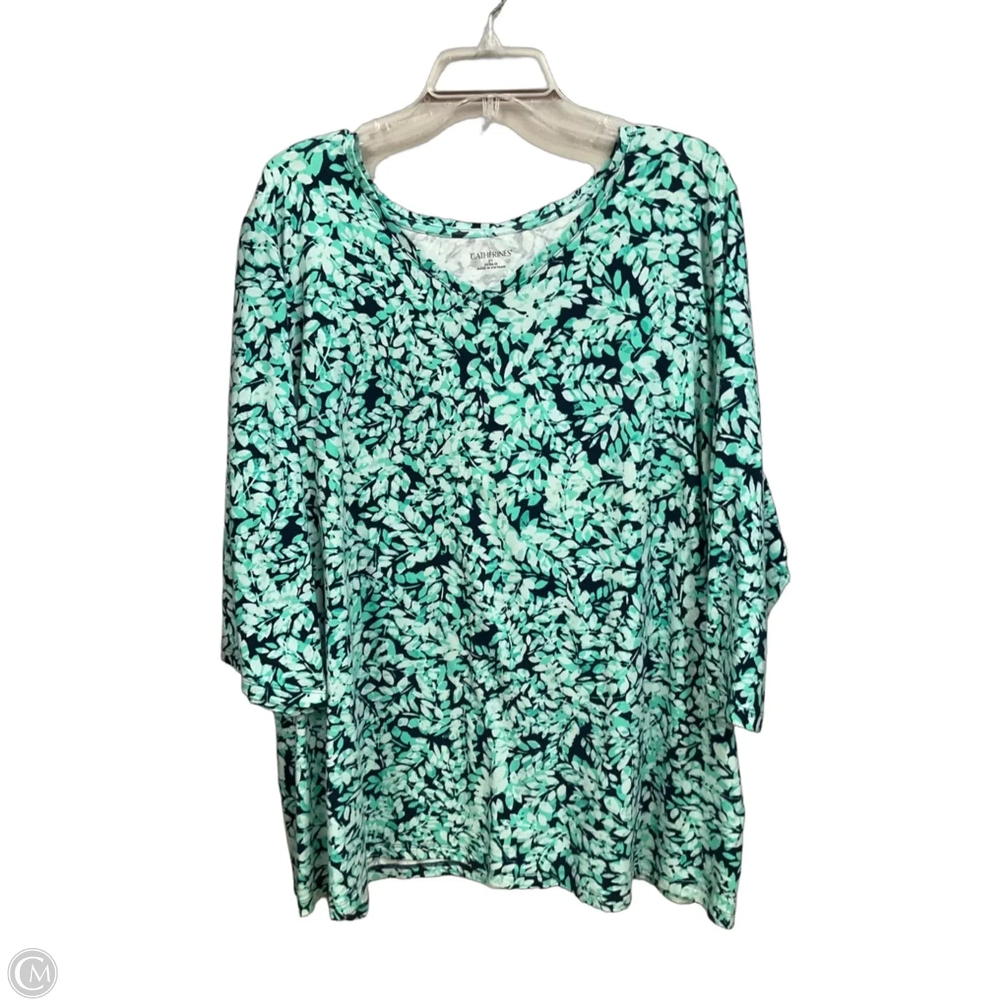 Top 3/4 Sleeve By Catherines In Floral Print, Size: 2x