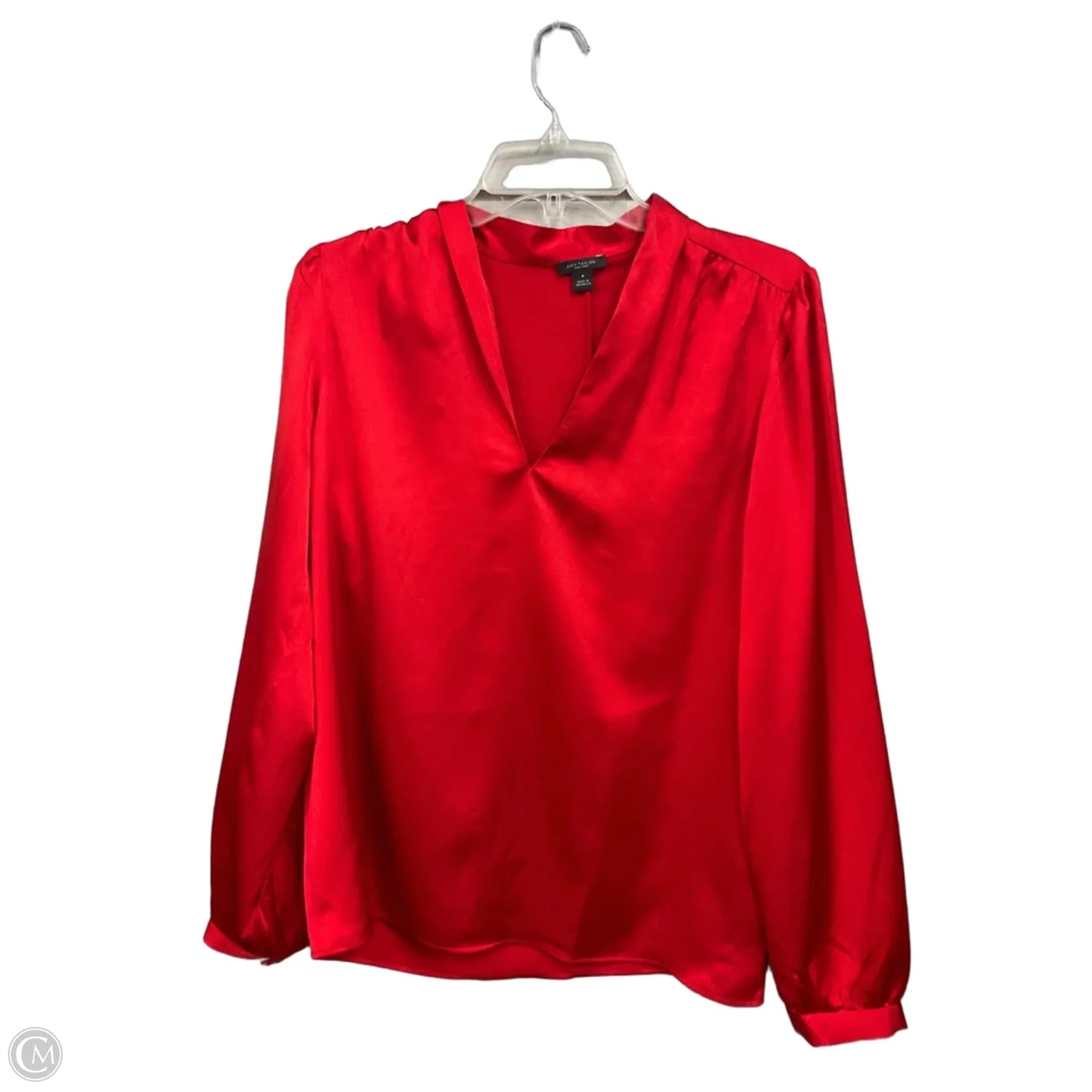 Blouse Long Sleeve By Ann Taylor In Red, Size: M