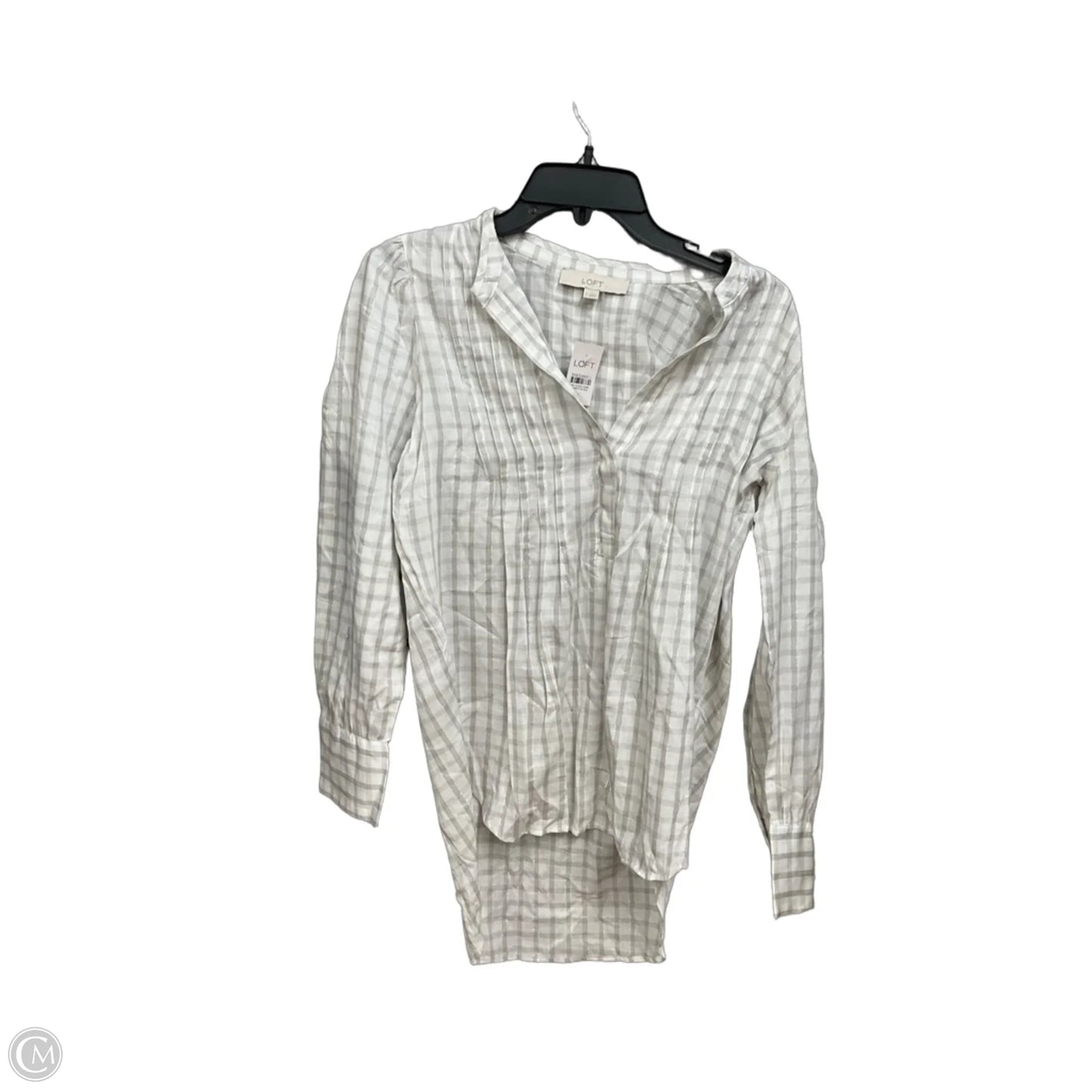 Top Long Sleeve By Loft In Plaid Pattern, Size: S