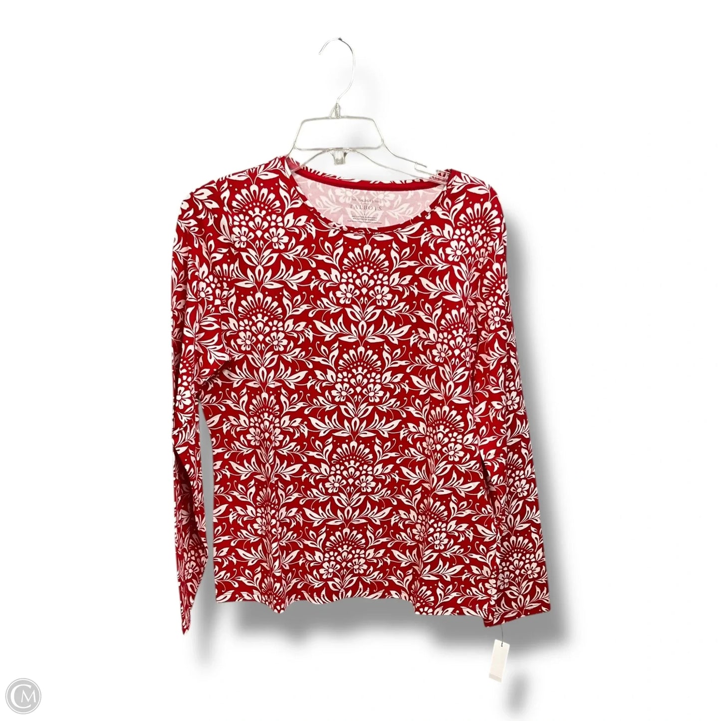 Top Long Sleeve By Talbots In Red & White, Size: L