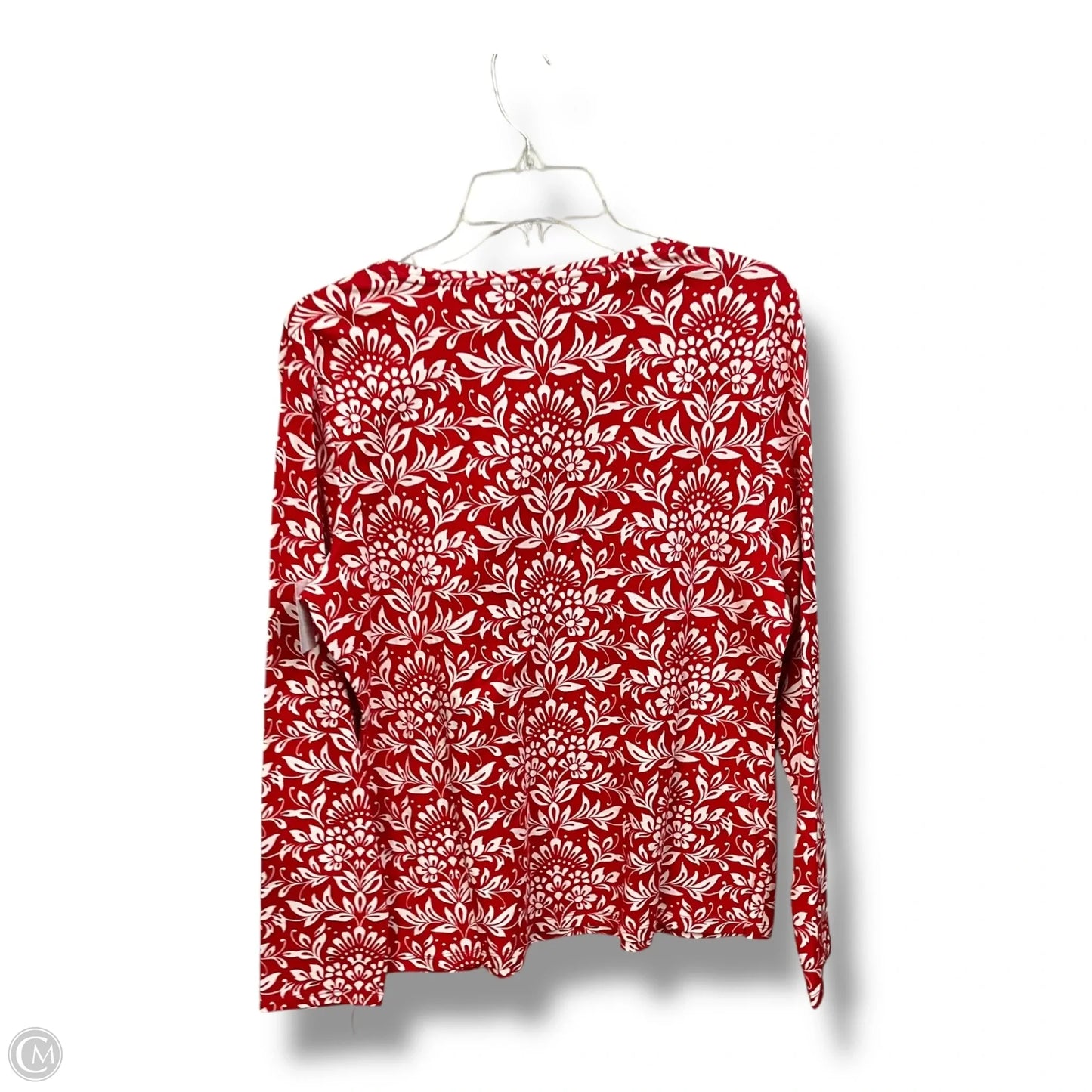 Top Long Sleeve By Talbots In Red & White, Size: L
