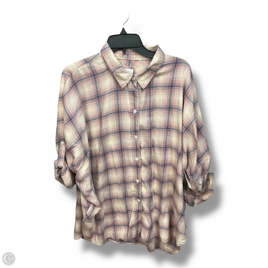 Top Long Sleeve By American Eagle In Plaid Pattern, Size: S
