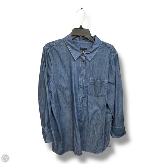 Blouse Long Sleeve By Talbots In Blue Denim, Size: Xl