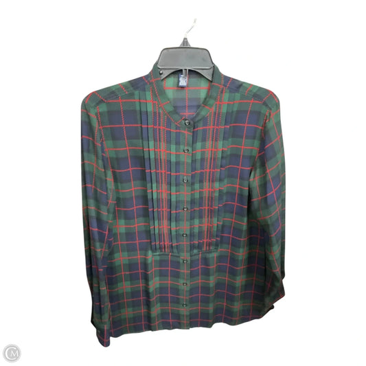 Blouse Long Sleeve By Chaps In Plaid Pattern, Size: M