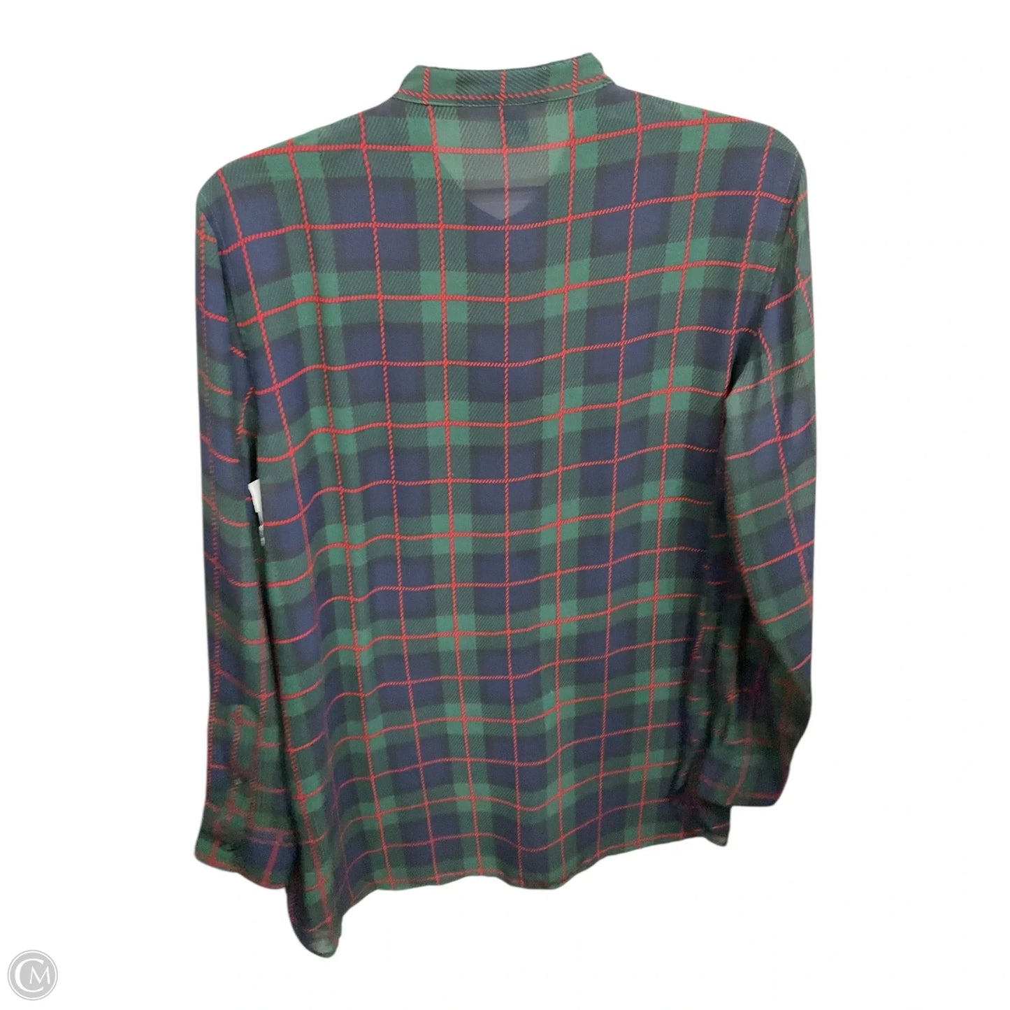 Blouse Long Sleeve By Chaps In Plaid Pattern, Size: M