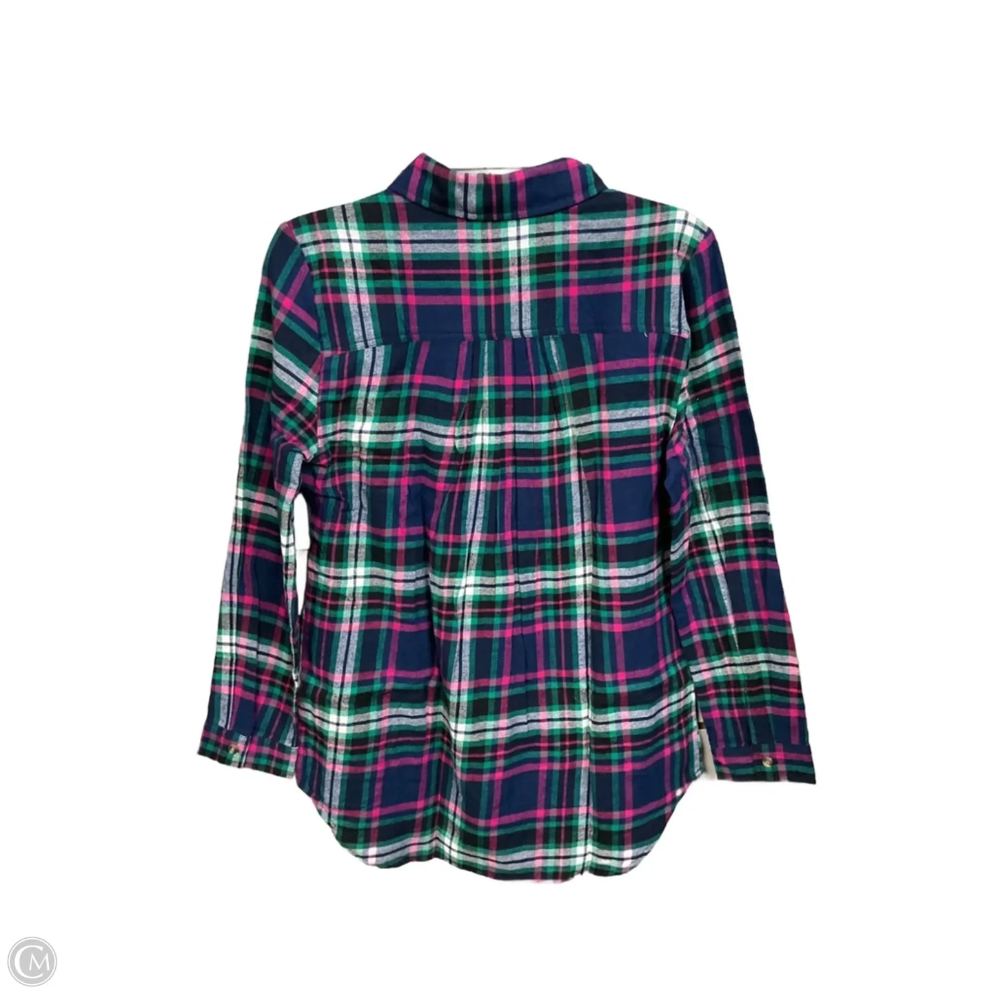 Blouse Long Sleeve By Clothes Mentor In Plaid Pattern, Size: Mp