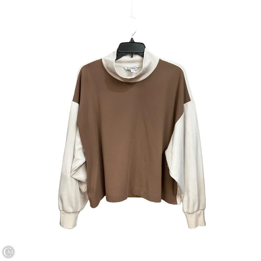 Athletic Top Long Sleeve Crewneck By Athleta In Brown & Cream, Size: 1x