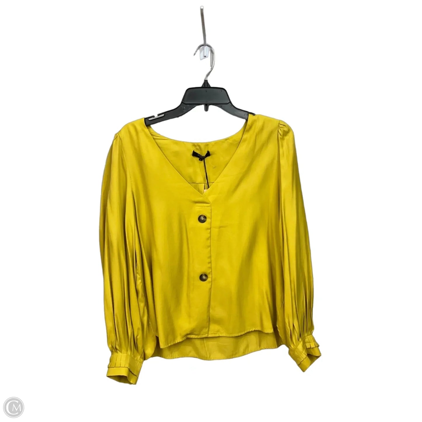 Blouse Long Sleeve By Frnch In Yellow, Size: L