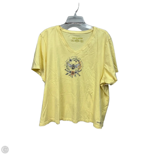 Top Short Sleeve By Life Is Good In Yellow, Size: 3x