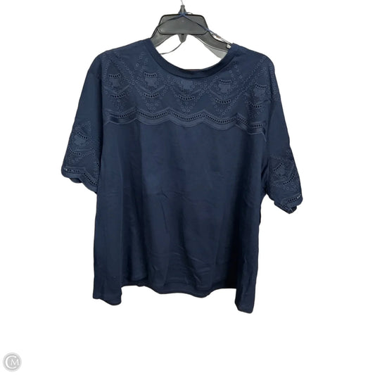 Top Short Sleeve By Ophelia Roe In Navy, Size: 3x