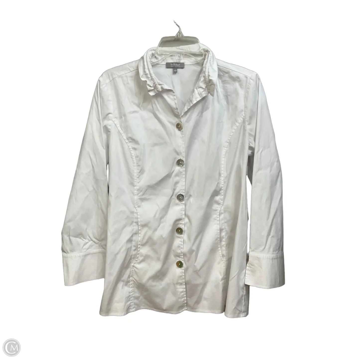 Blouse Long Sleeve By Habitat In White, Size: L