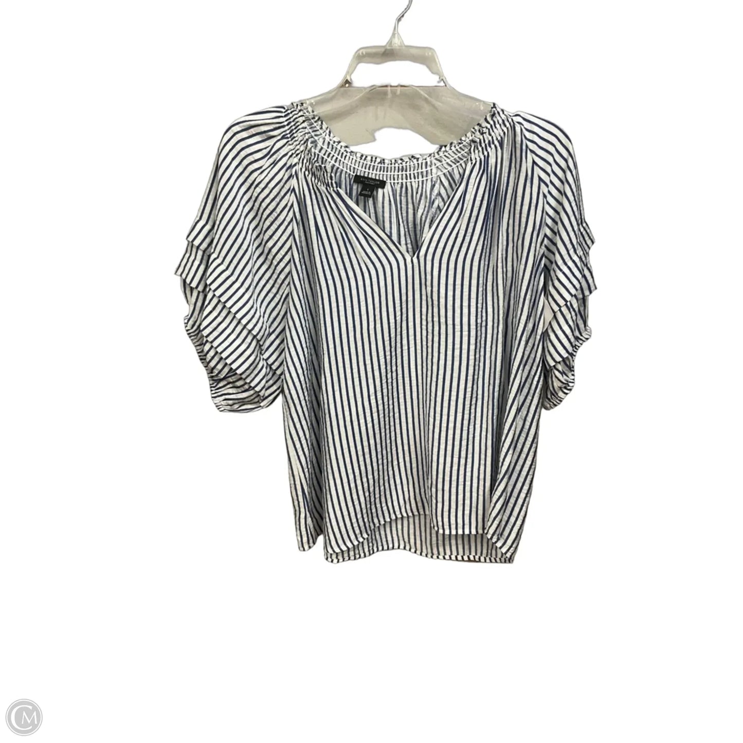 Top Short Sleeve By Ann Taylor In Striped Pattern, Size: S