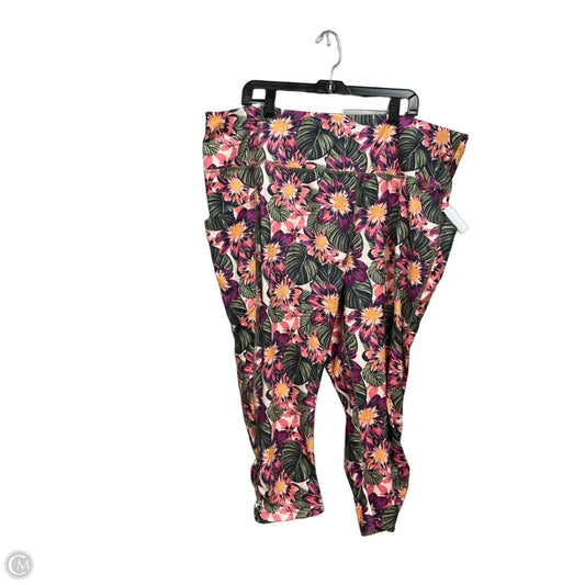 Athletic Pants 2pc By Mta Sport In Floral Print, Size: 3x