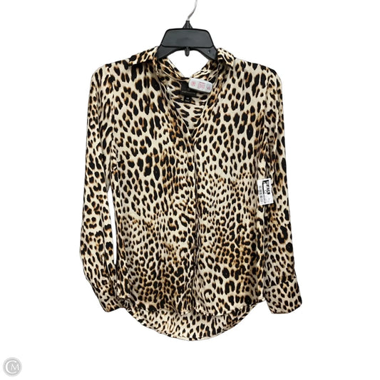 Blouse Long Sleeve By Worthington In Animal Print, Size: Xs