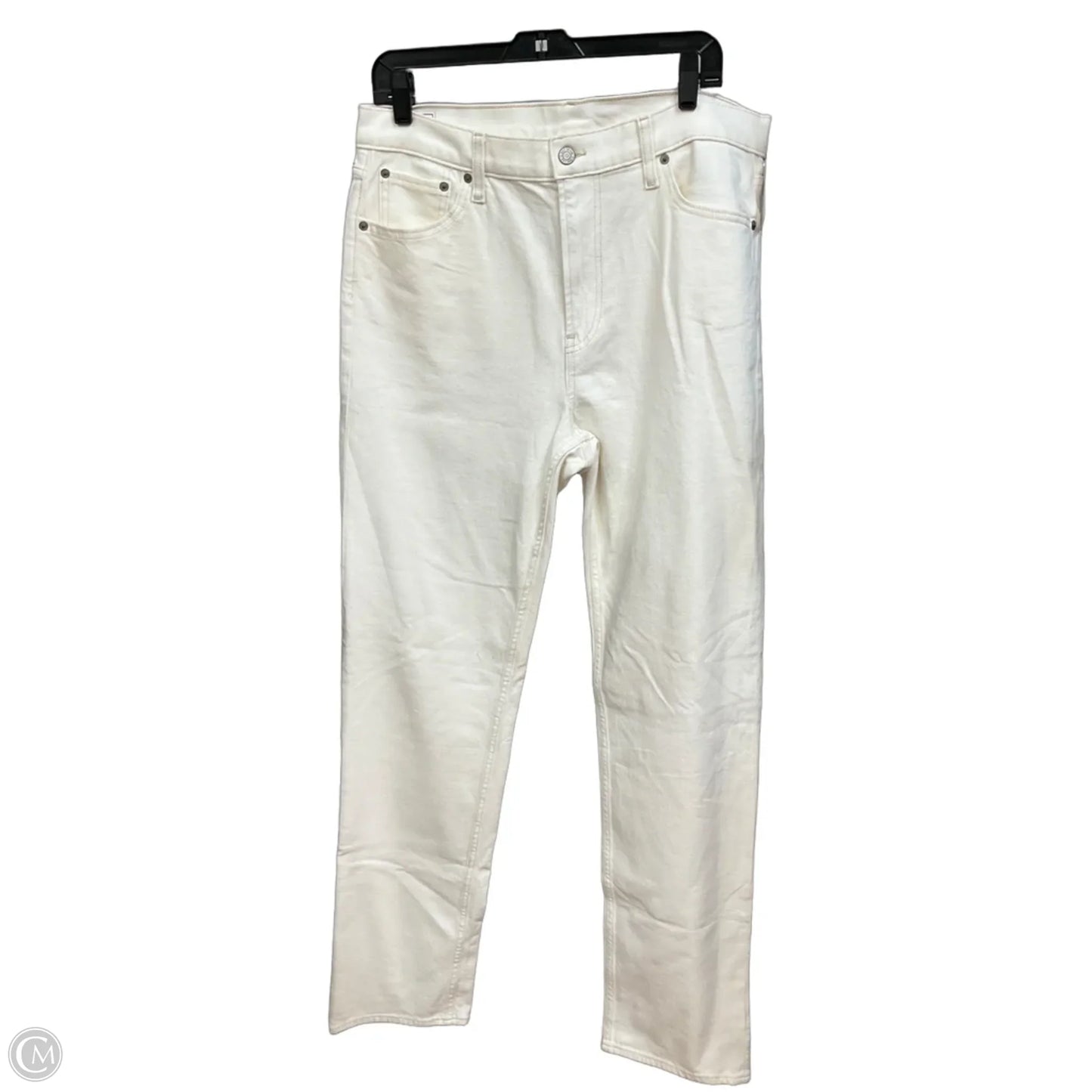 Jeans Straight By Gap In Cream Denim, Size: 14