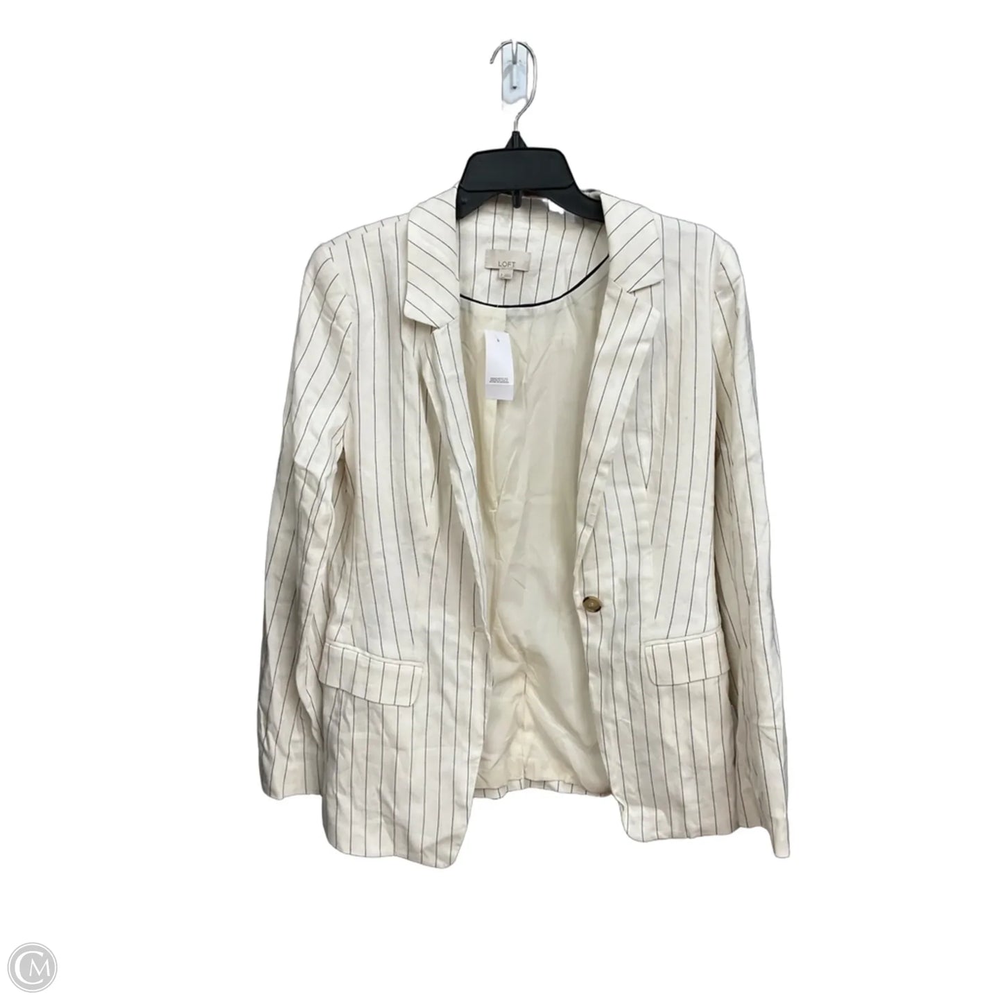 Blazer By Loft In Striped Pattern, Size: M