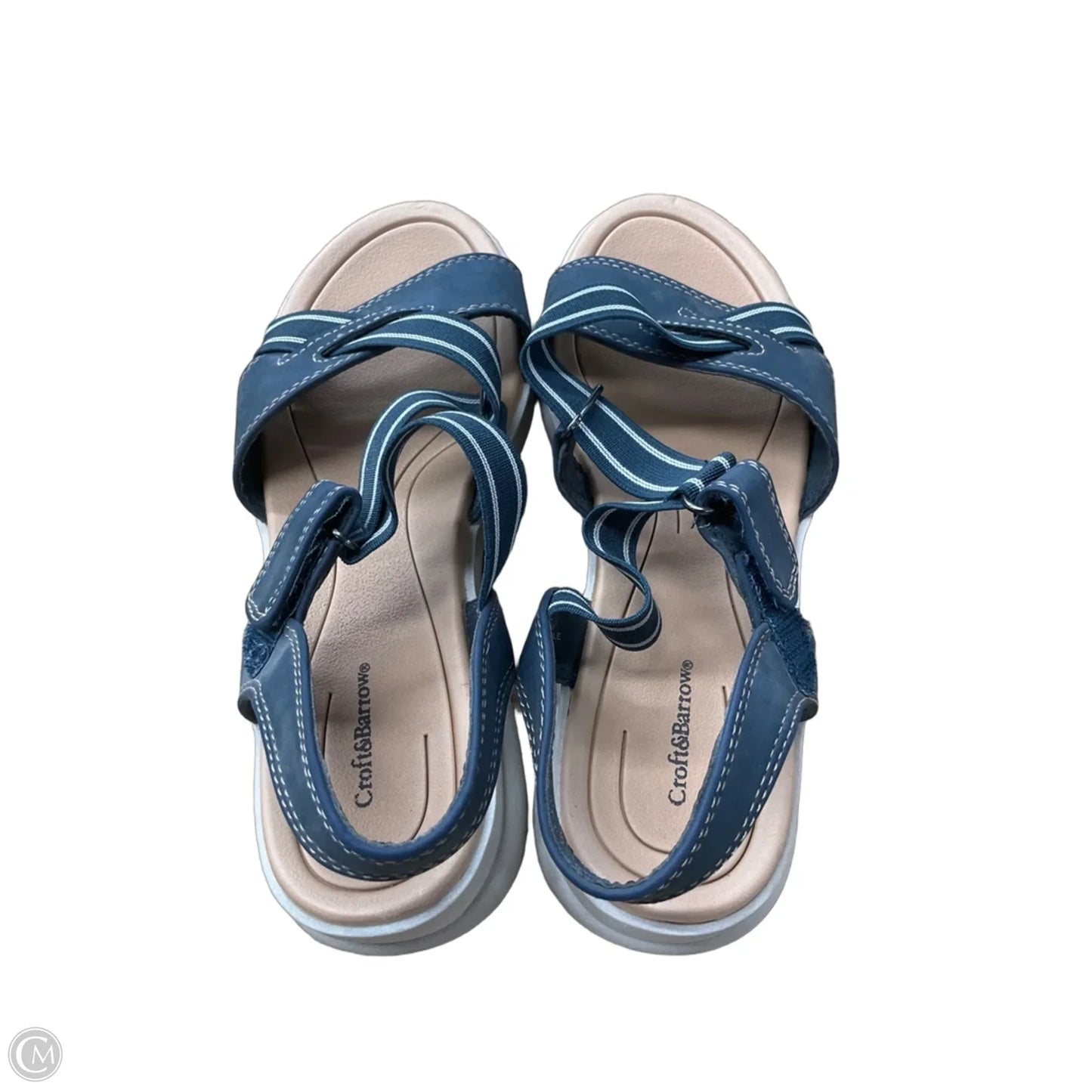 Sandals Flats By Croft And Barrow In Blue & Tan, Size: 6