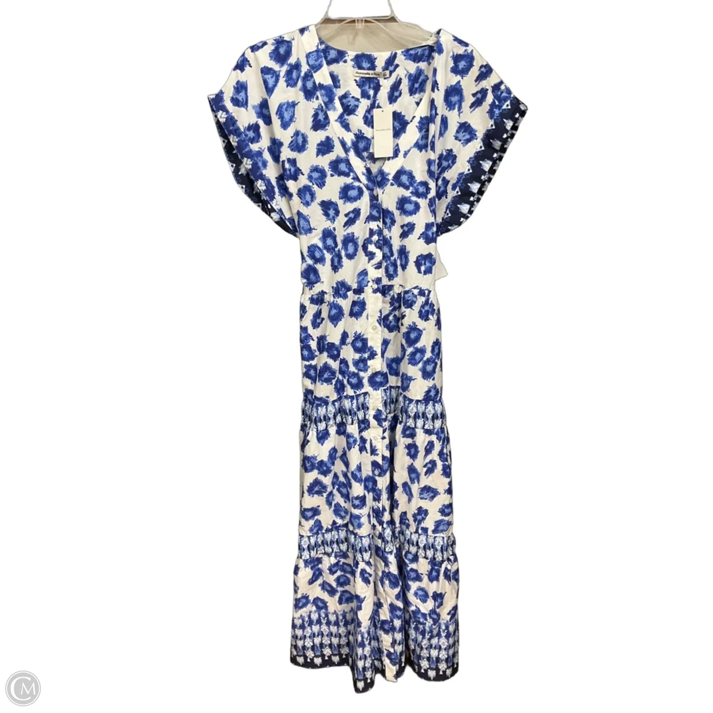 Dress Casual Maxi By Abercrombie And Fitch In Blue & White, Size: L