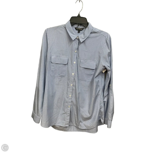 Blouse Long Sleeve By Express In Striped Pattern, Size: L