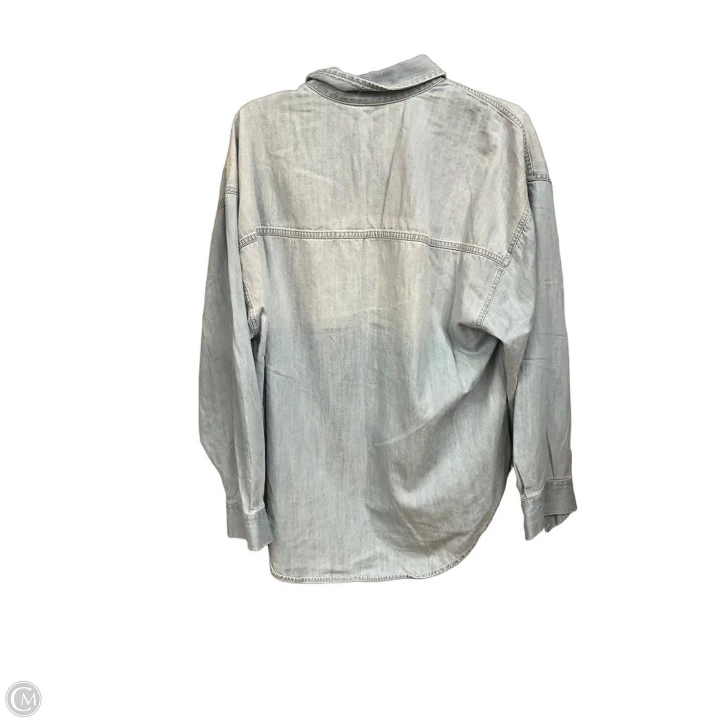 Blouse Long Sleeve By Express In Blue Denim, Size: L