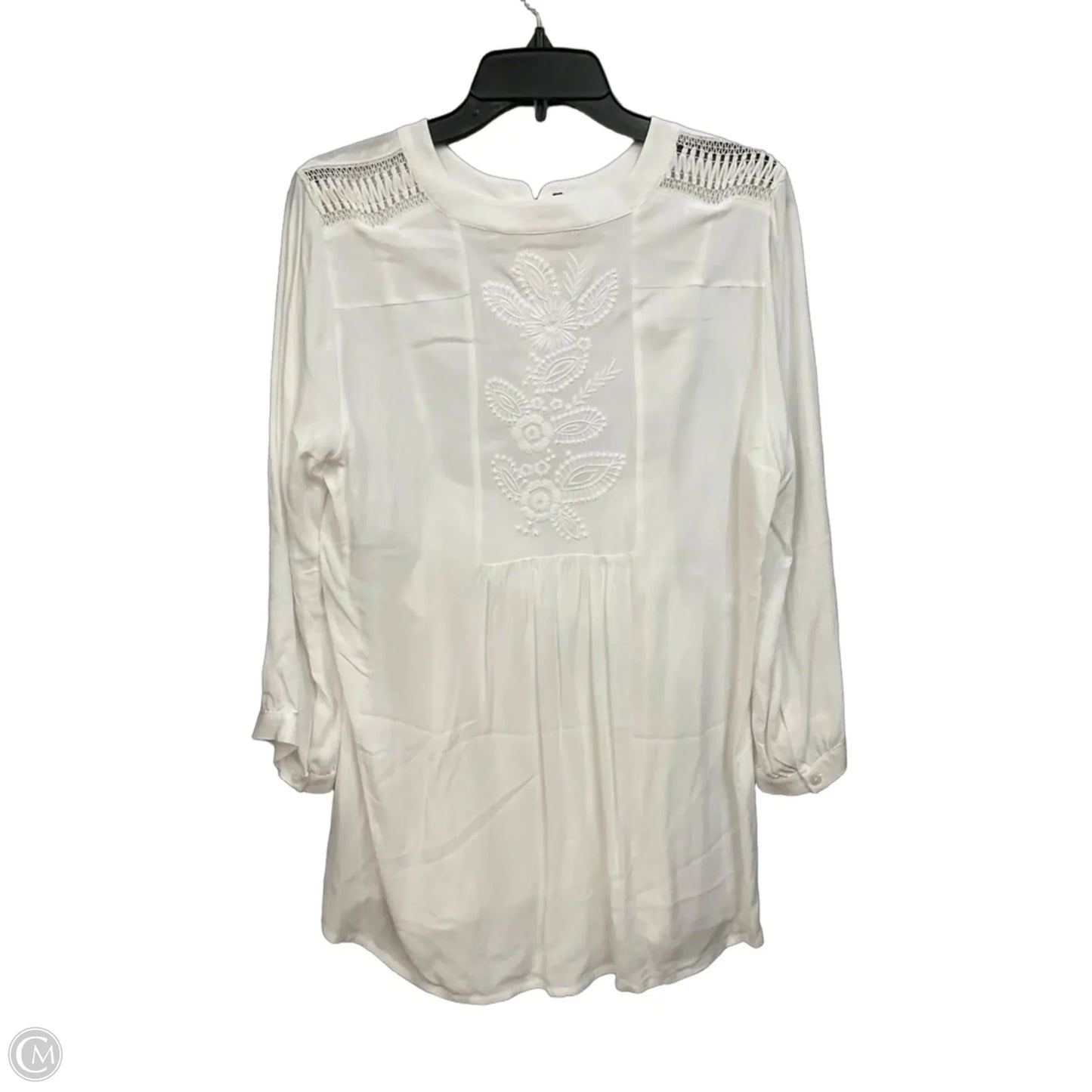 Blouse Long Sleeve By Soft Surroundings In White, Size: M