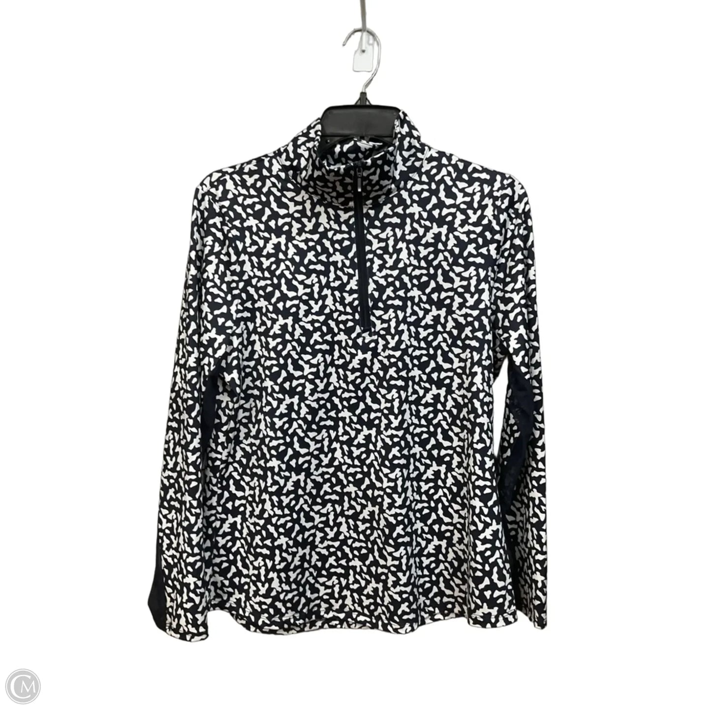 Athletic Top Long Sleeve Collar By Chicos In Blue & White, Size: M