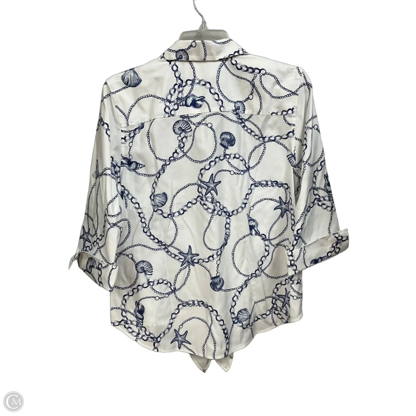 Top Long Sleeve By Chicos In Blue & White, Size: S