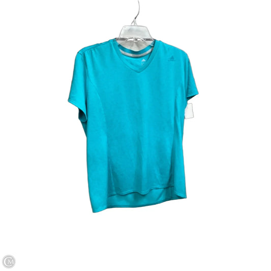 Athletic Top Short Sleeve By Adidas In Aqua, Size: L