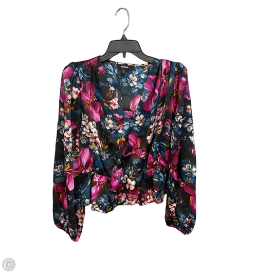 Blouse Long Sleeve By Express In Floral Print, Size: M