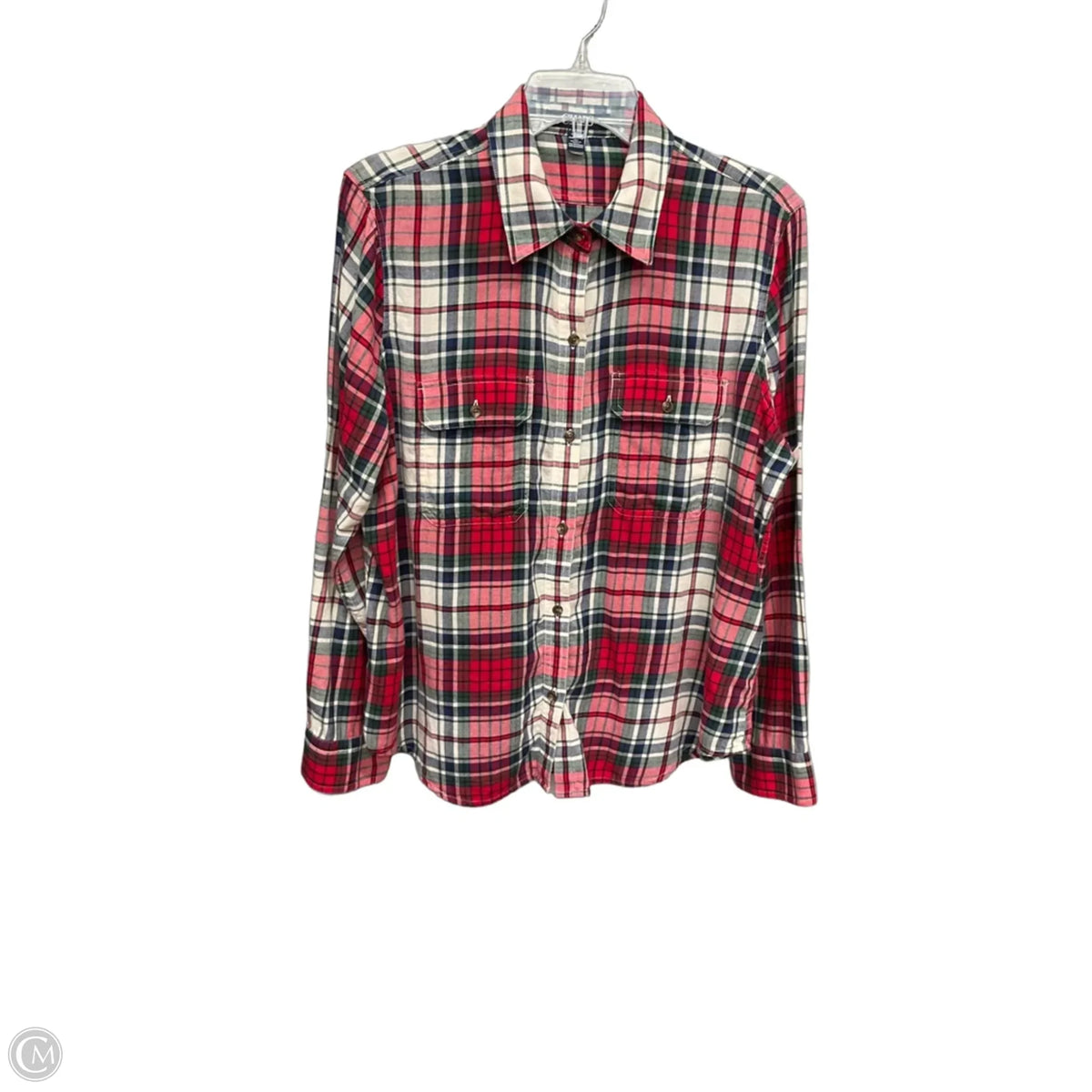 Top Long Sleeve By Chaps In Plaid Pattern, Size: Xlp