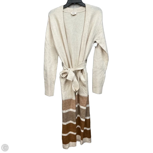 Sweater Cardigan By Upwest In Brown & Cream, Size: S